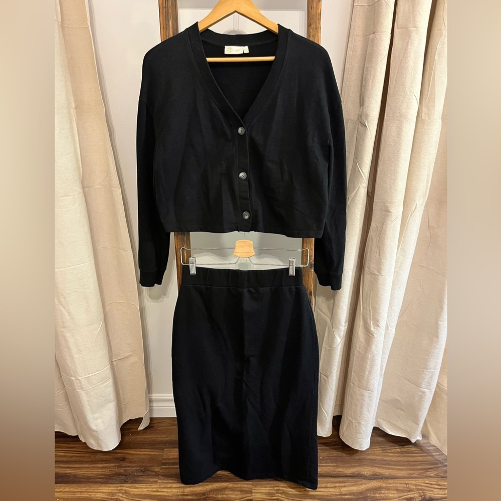 RD Style Black Long Sleeve Dress Set